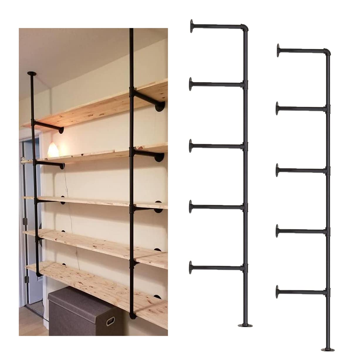 Industrial Iron Pipe Shelf Bra - Furniture Hardware Black recensione e prezzo