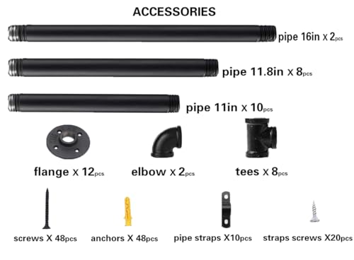 Industrial Iron Pipe Shelf Bra - Furniture Hardware Black recensione e prezzo