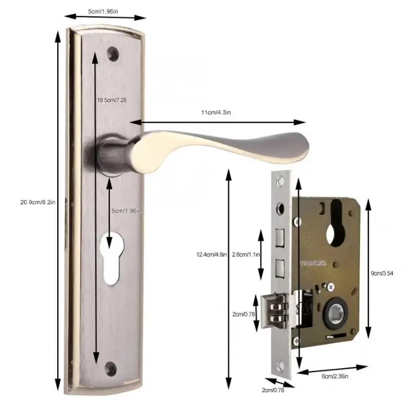 Gold Door Handle Lock Silent H - Furniture Hardware Gold recensione e prezzo