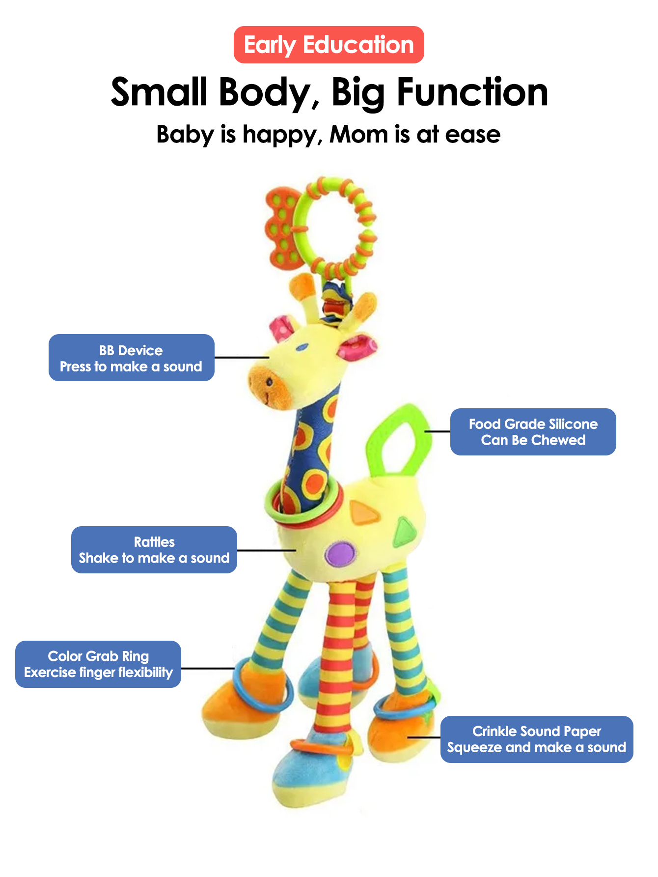 1pcs Soft Giraffe Animal Handb - Furniture Hardware For Bed recensione e prezzo