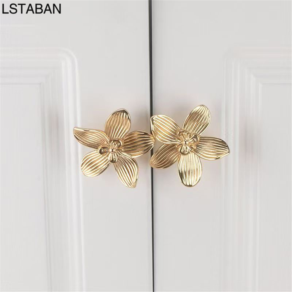 Flower Shape Solid Gold Kitche - Furniture Hardware Gold recensione e prezzo